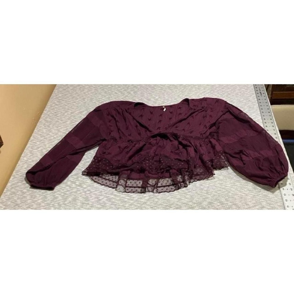 Free people Burgundy blouse with lace details women L. SKU-B748